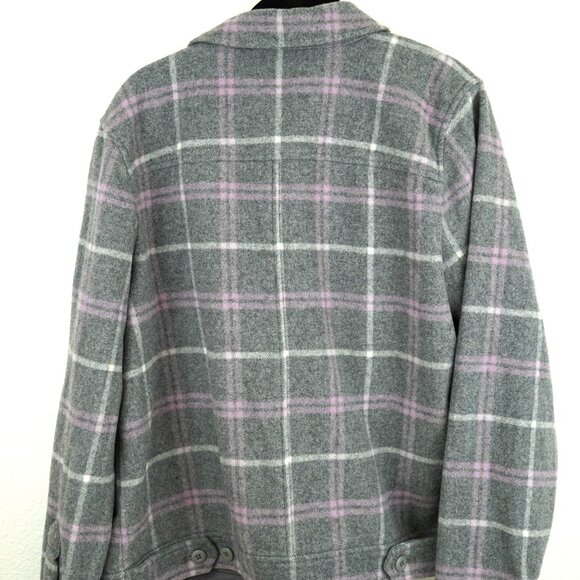 J.Crew Wool Blend Plaid Shacket Jacket Gray Purple‎ Size Small - Picture 6 of 10